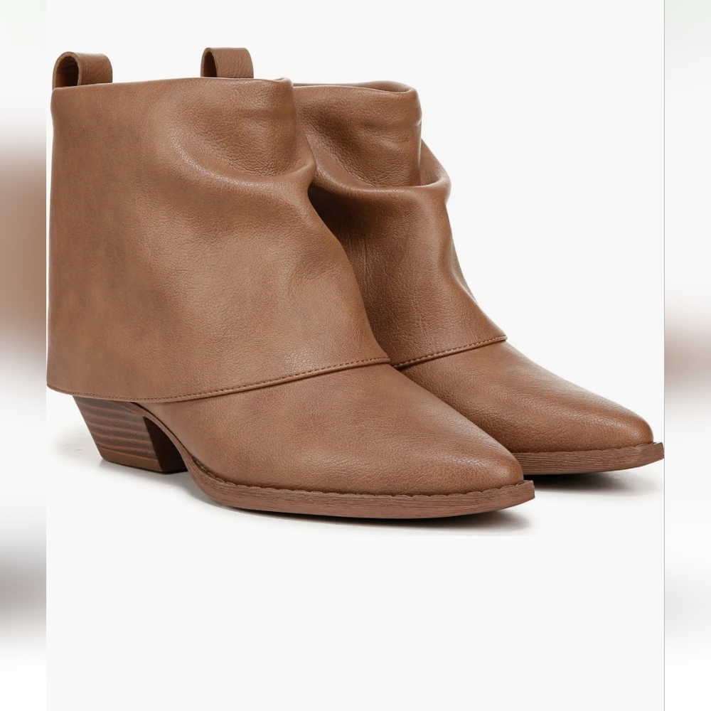 Zodiac Malina Western Ankle Boots Sz 8.5 Boho Taupe Brown NIB Slouchy Fold-over